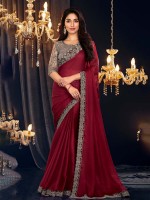 Red Wine Shimmer Georgette Saree